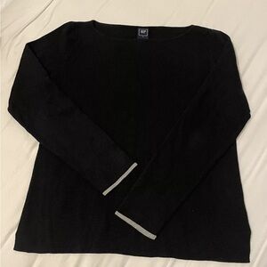Gap Women's Black Boat Neck Line Sweater With Grey Tip Line Sleeves